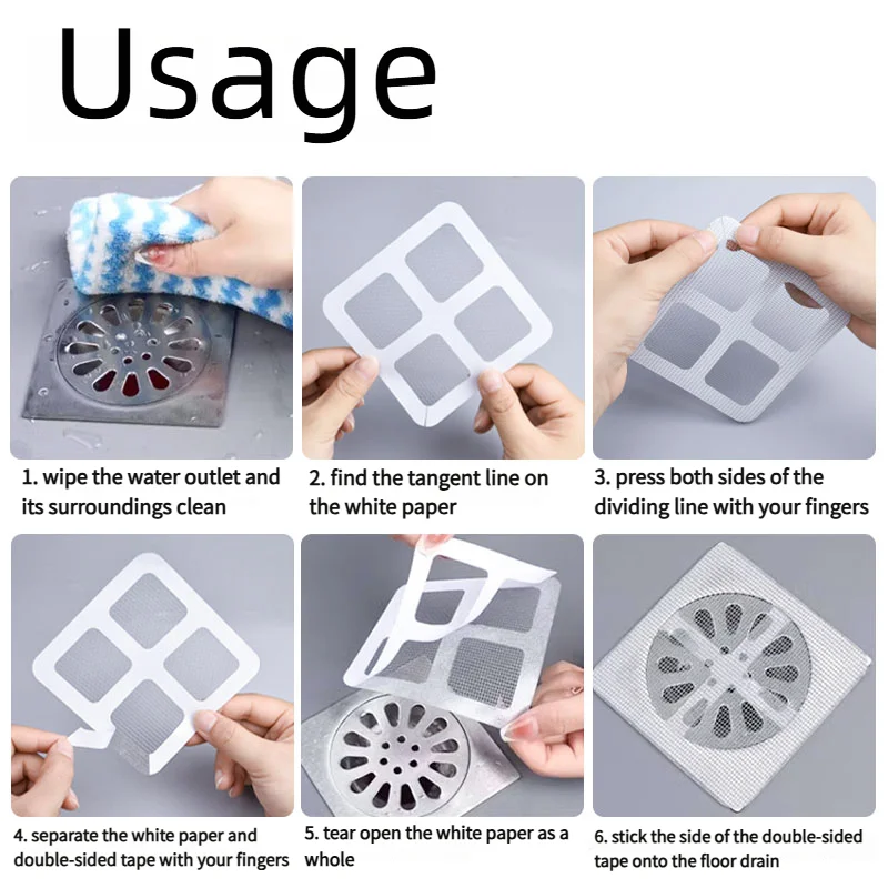 10/20pcs Floor Drain Sticker, Insect-proof Self-adhesive Bathroom Hair Filter Net, Sewer Filter, Kitchen Anti-blocking Mesh Net