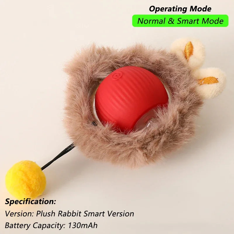 Dog Cat Interactive Ball Toy Automatic Rolling Ball Faux Tail Rechargeable Smart Pet Electric Toy Dog Cat Training Imitate Mouse