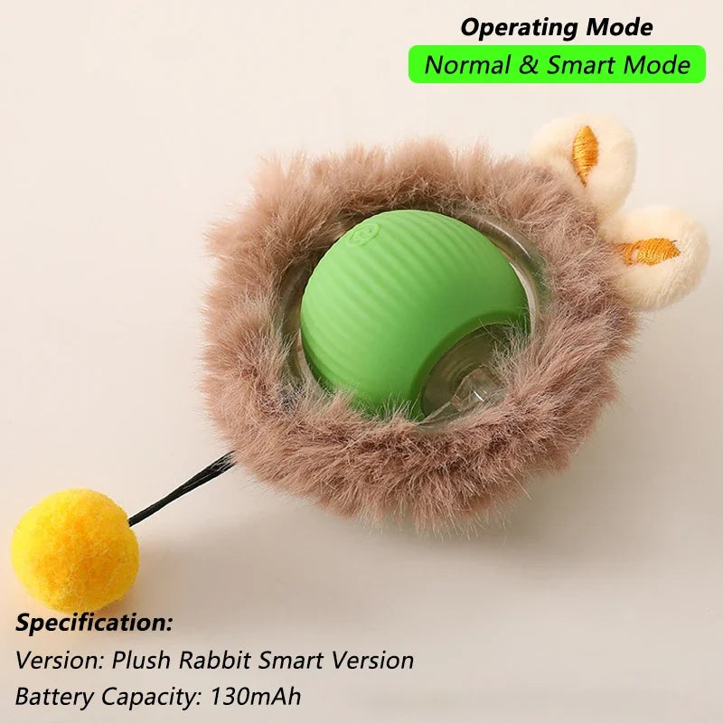 Dog Cat Interactive Ball Toy Automatic Rolling Ball Faux Tail Rechargeable Smart Pet Electric Toy Dog Cat Training Imitate Mouse