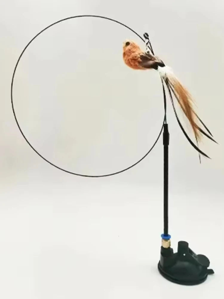 Cat toys cat self-sexy feather suction cup teasing cat stick with bell bird replacement head resistant to bite pet toys